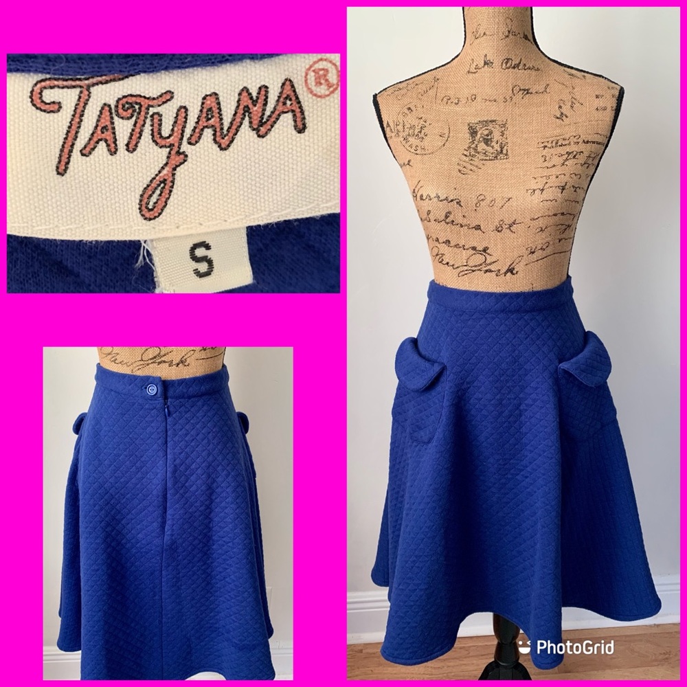 Tatyana Retro Snuggle Circle Skirt Blue Quilted